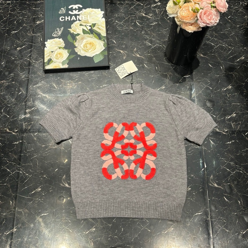 Loewe Gray Sweatshirt with Red Pattern